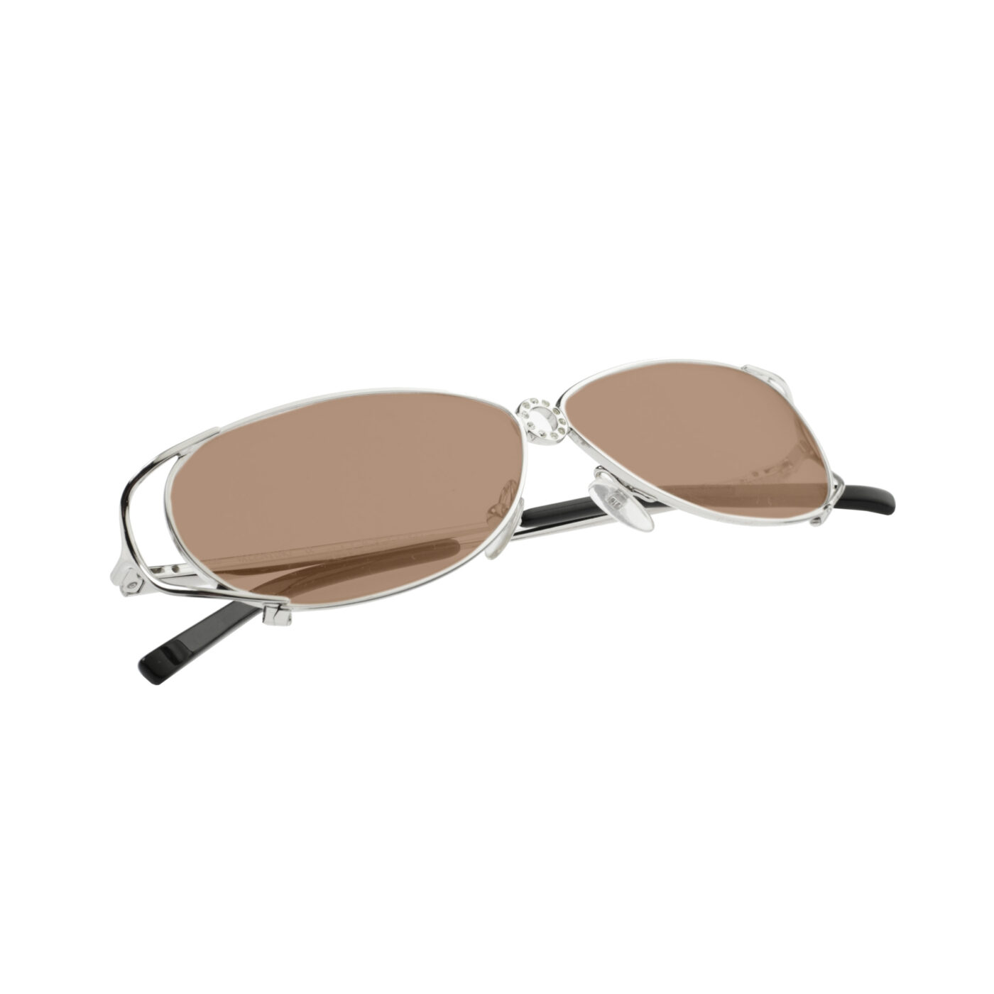 Valentino '90s Crystals Silver Frames V 5321 Sunglasses with Brown Lenses - Image 3
