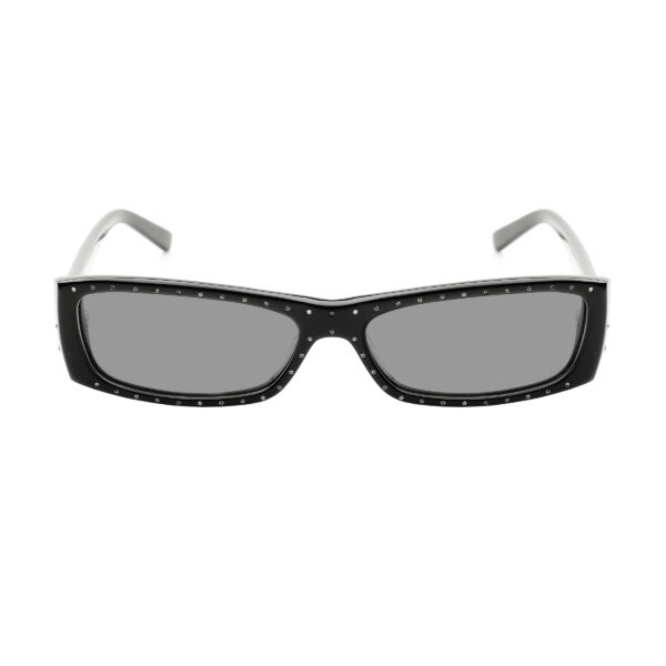 Valentino '00s Black Crystals Plastic Flat Sunglasses with Black Lenses - Image 2