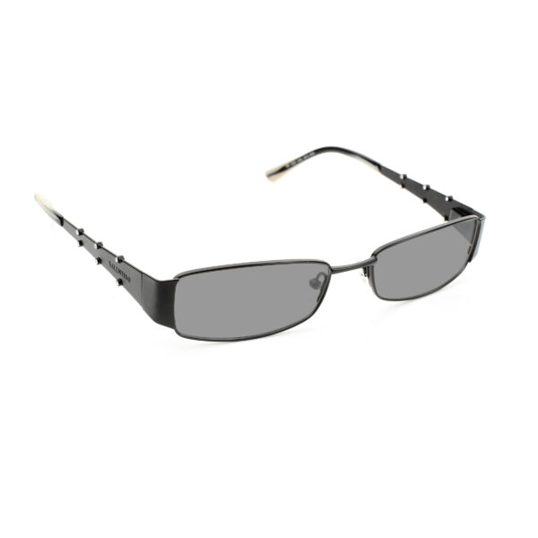 Valentino '90s Black & White Crystals Metal Sunglasses with Black Lenses