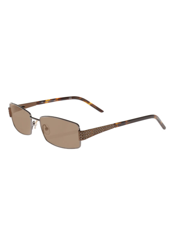 Valentino '90s Crystal Rectangular Frame Sunglasses Val5581 with Brown Lenses