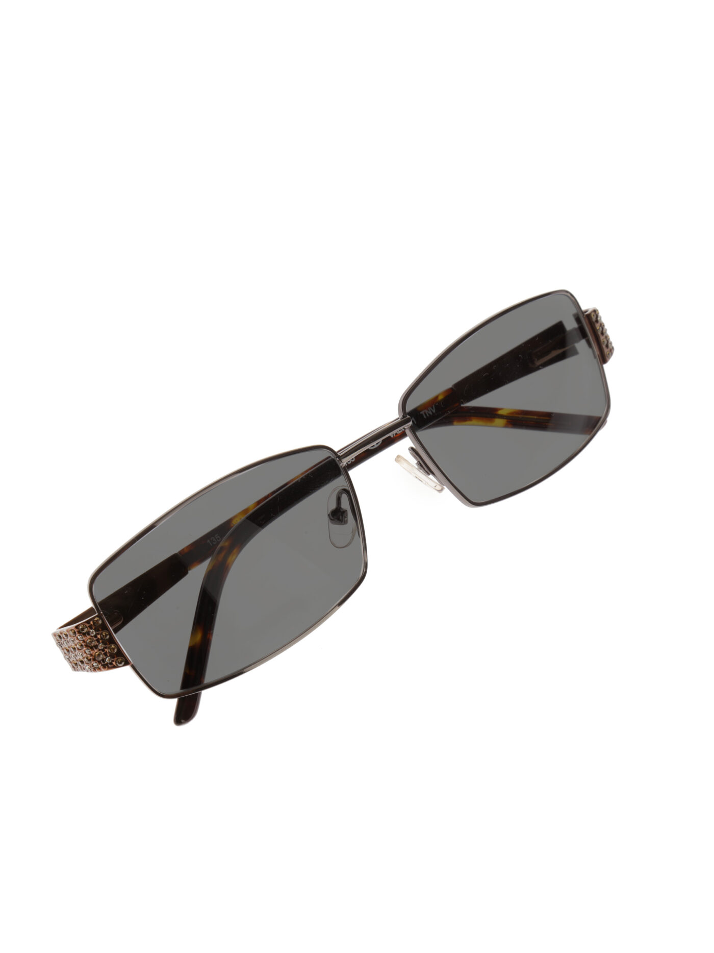 Valentino '90s Crystal Rectangular Frame Sunglasses Val5581 with Black Lenses - Image 3