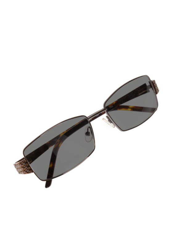 Valentino '90s Crystal Rectangular Frame Sunglasses Val5581 with Black Lenses - Image 3