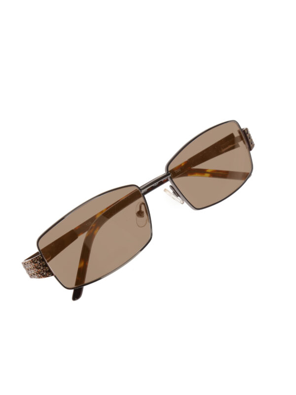Valentino '90s Crystal Rectangular Frame Sunglasses Val5581 with Brown Lenses - Image 3