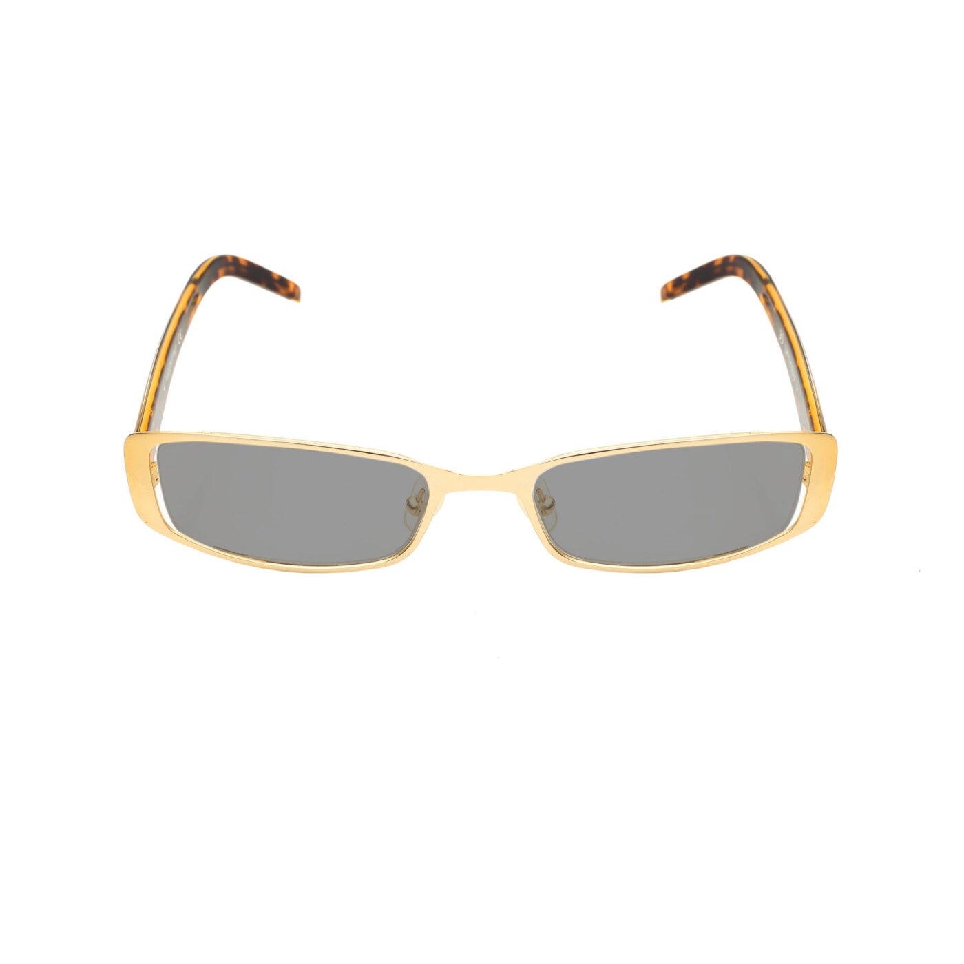 Valentino '90s Gold & Brown Crystals Metal Sunglasses with Black Lenses - Image 2
