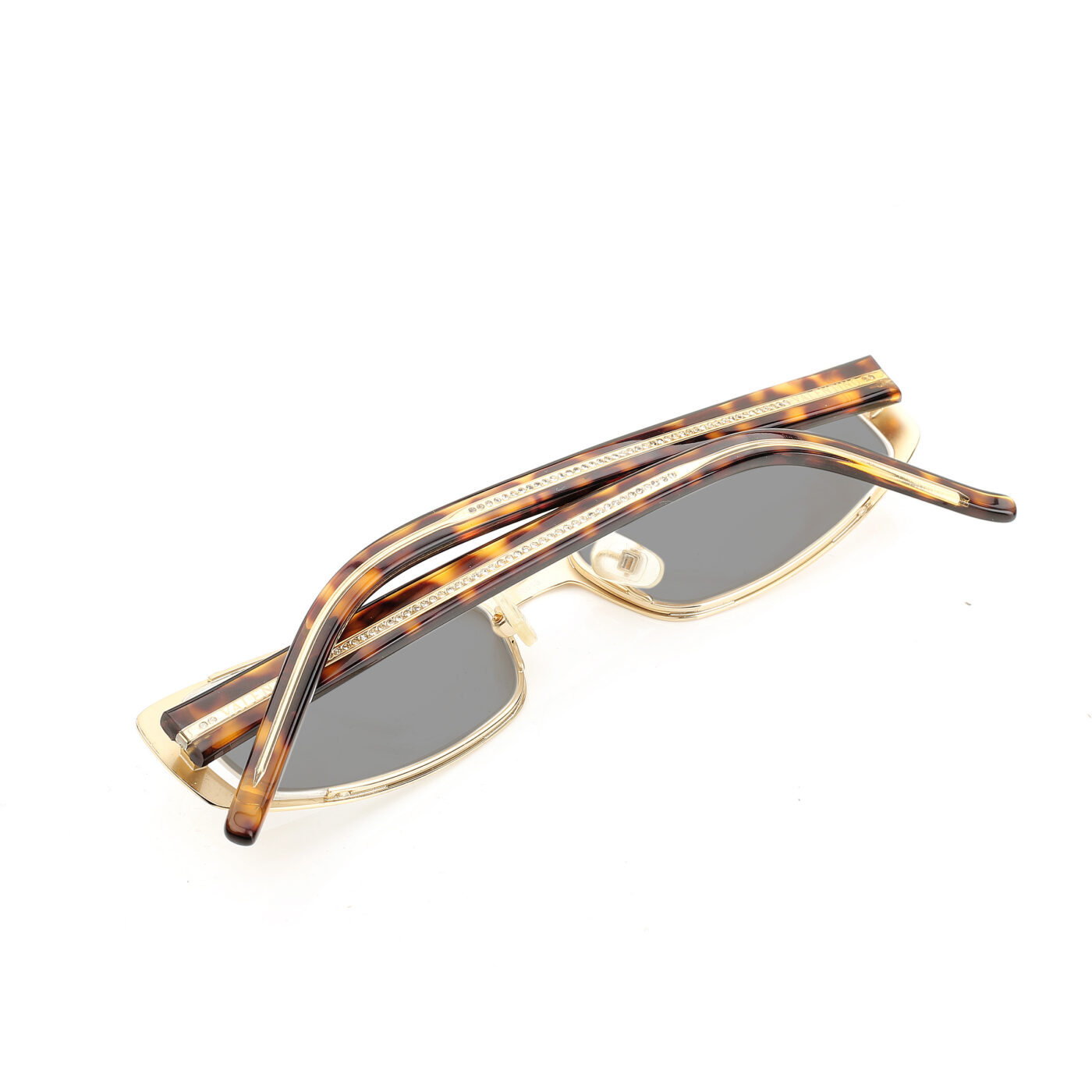 Valentino '90s Gold & Brown Crystals Metal Sunglasses with Black Lenses - Image 4