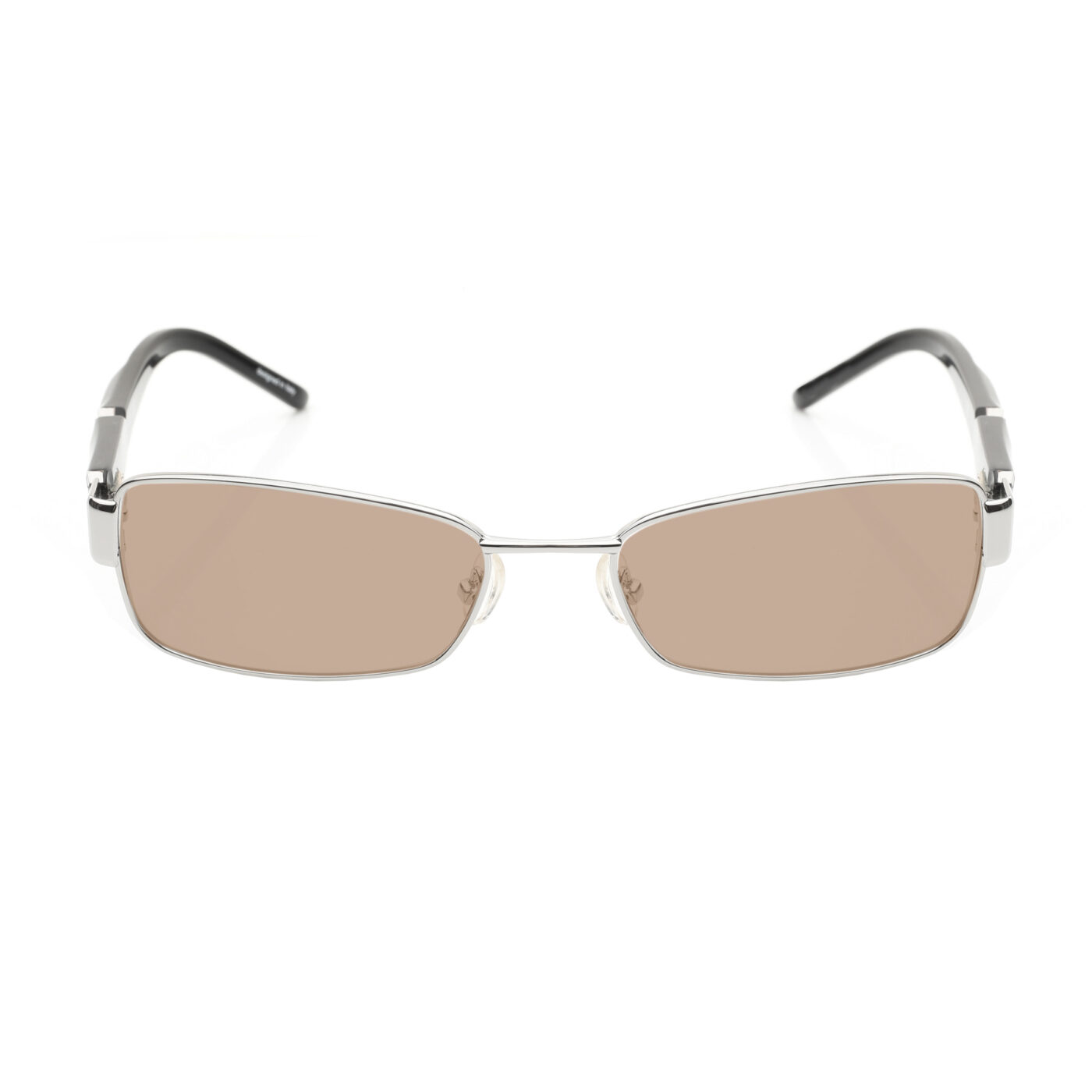 Valentino '90s Black & Silver Rectangular Sunglasses with Brown Lenses - Image 2