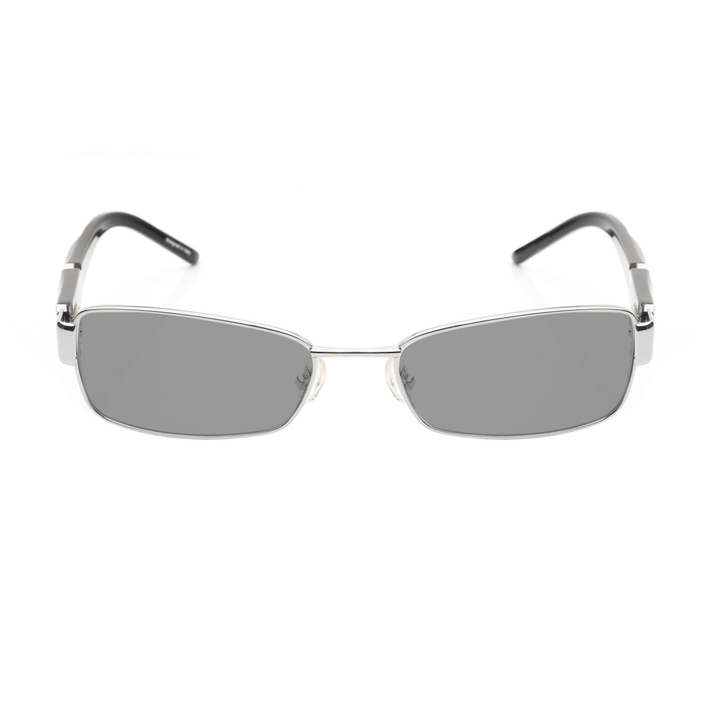 Valentino '90s Black & Silver Rectangular Sunglasses with Black Lenses - Image 2