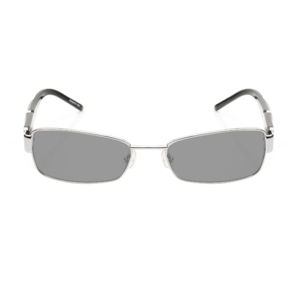 Valentino '90s Black & Silver Rectangular Sunglasses with Black Lenses - Image 2