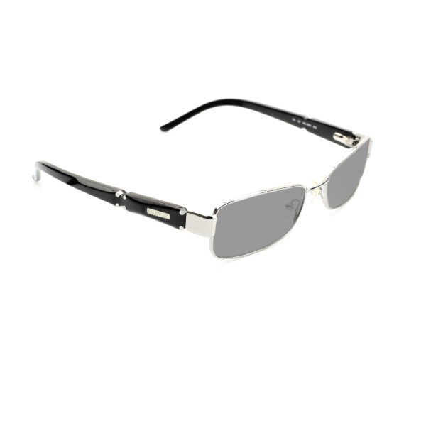 Valentino '90s Black & Silver Rectangular Sunglasses with Black Lenses