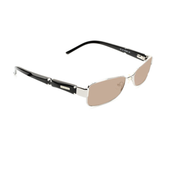 Valentino '90s Black & Silver Rectangular Sunglasses with Brown Lenses