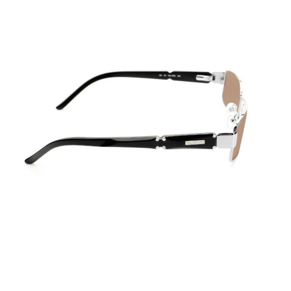 Valentino '90s Black & Silver Rectangular Sunglasses with Brown Lenses - Image 3