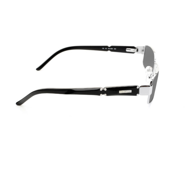 Valentino '90s Black & Silver Rectangular Sunglasses with Black Lenses - Image 3