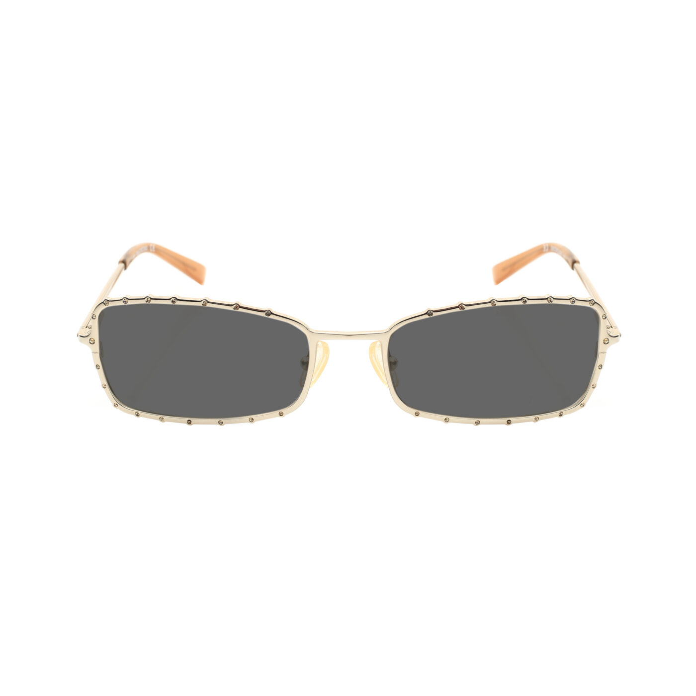 Valentino ’90s White Gold Raw Crystals Metal Sunglasses with Black Lenses - Image 2