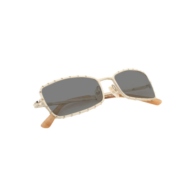 Valentino ’90s White Gold Raw Crystals Metal Sunglasses with Black Lenses - Image 3