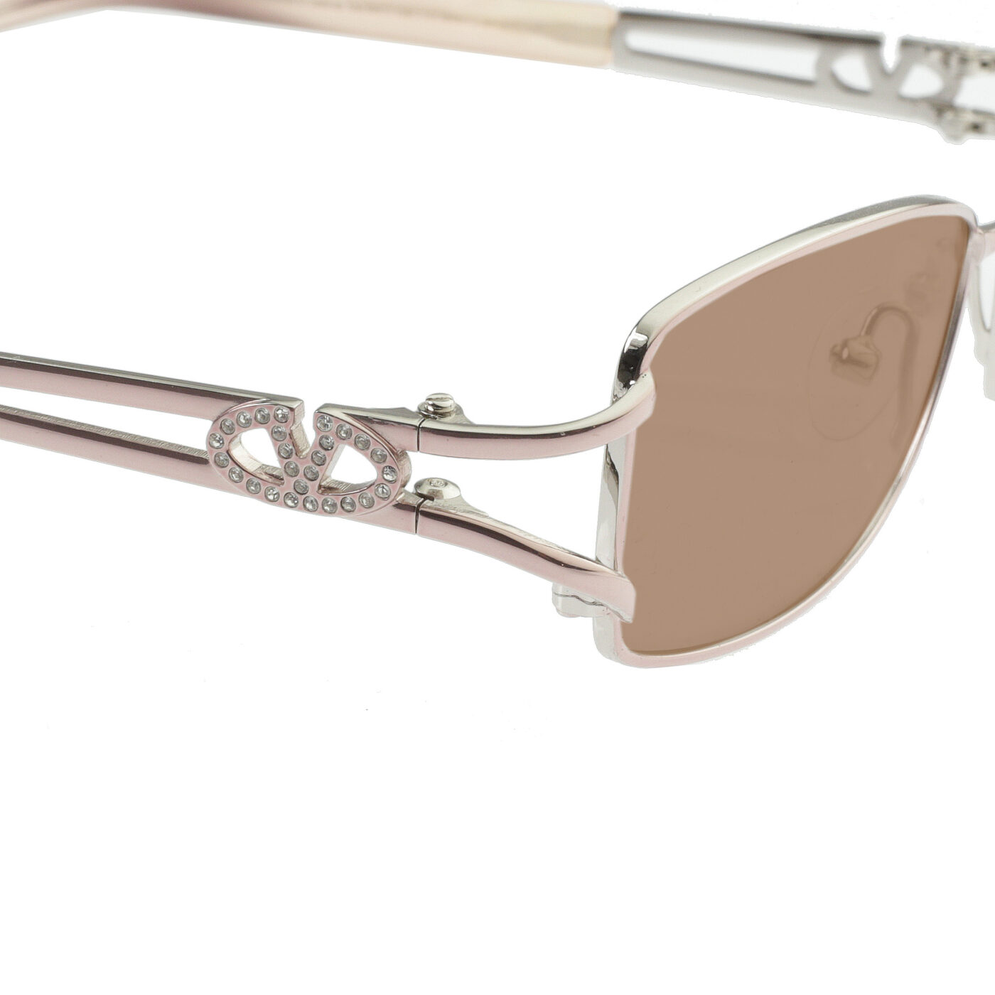 Valentino '90s Crystal Signature Baby Pink Frame Sunglasses with Brown Lenses - Image 3
