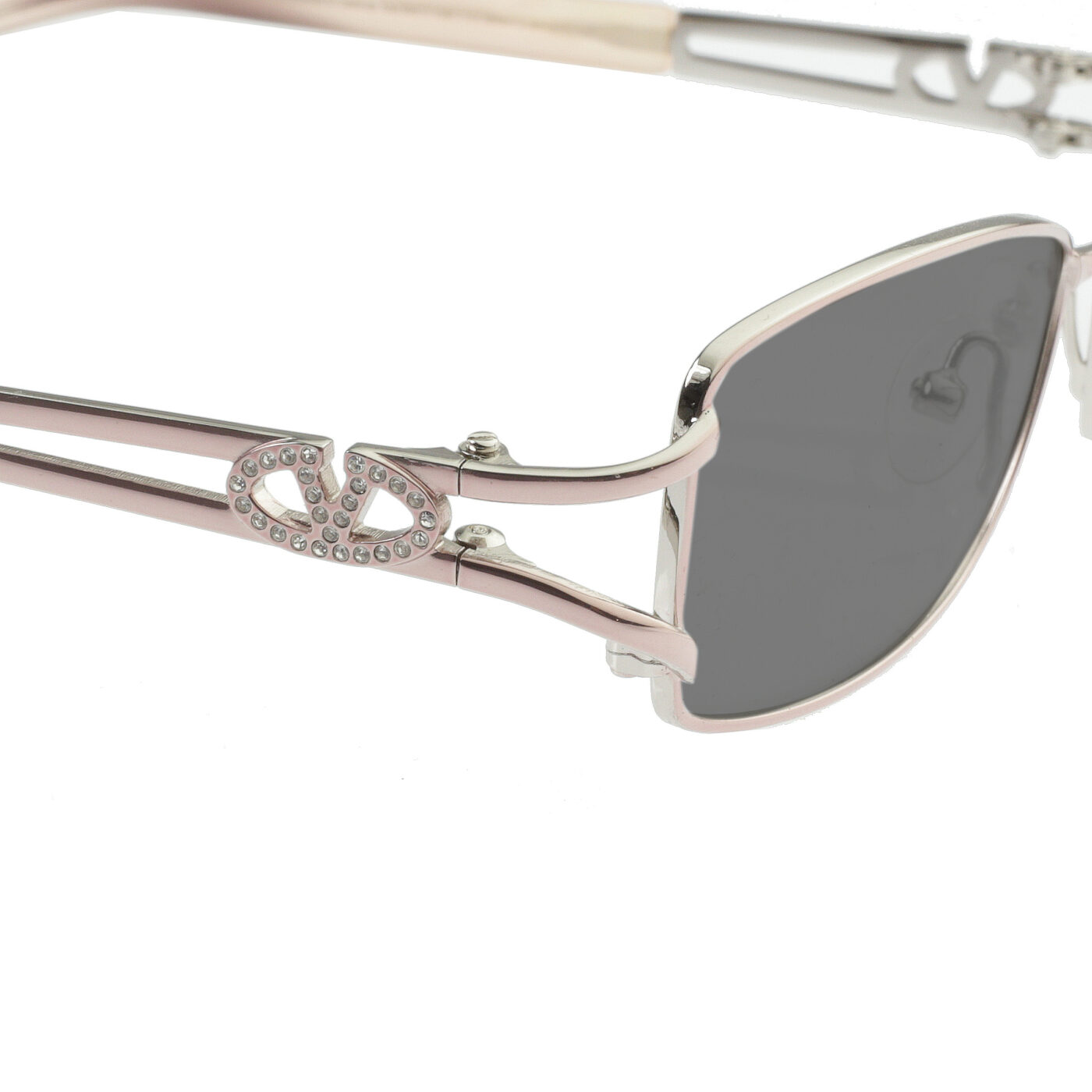 Valentino '90s Crystal Signature Baby Pink Frame Sunglasses with Black Lenses - Image 3