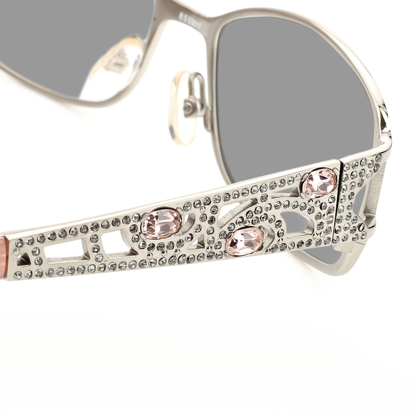 Valentino '90s Baby Pink Crystals Sunglasses with Black Lenses - Image 4
