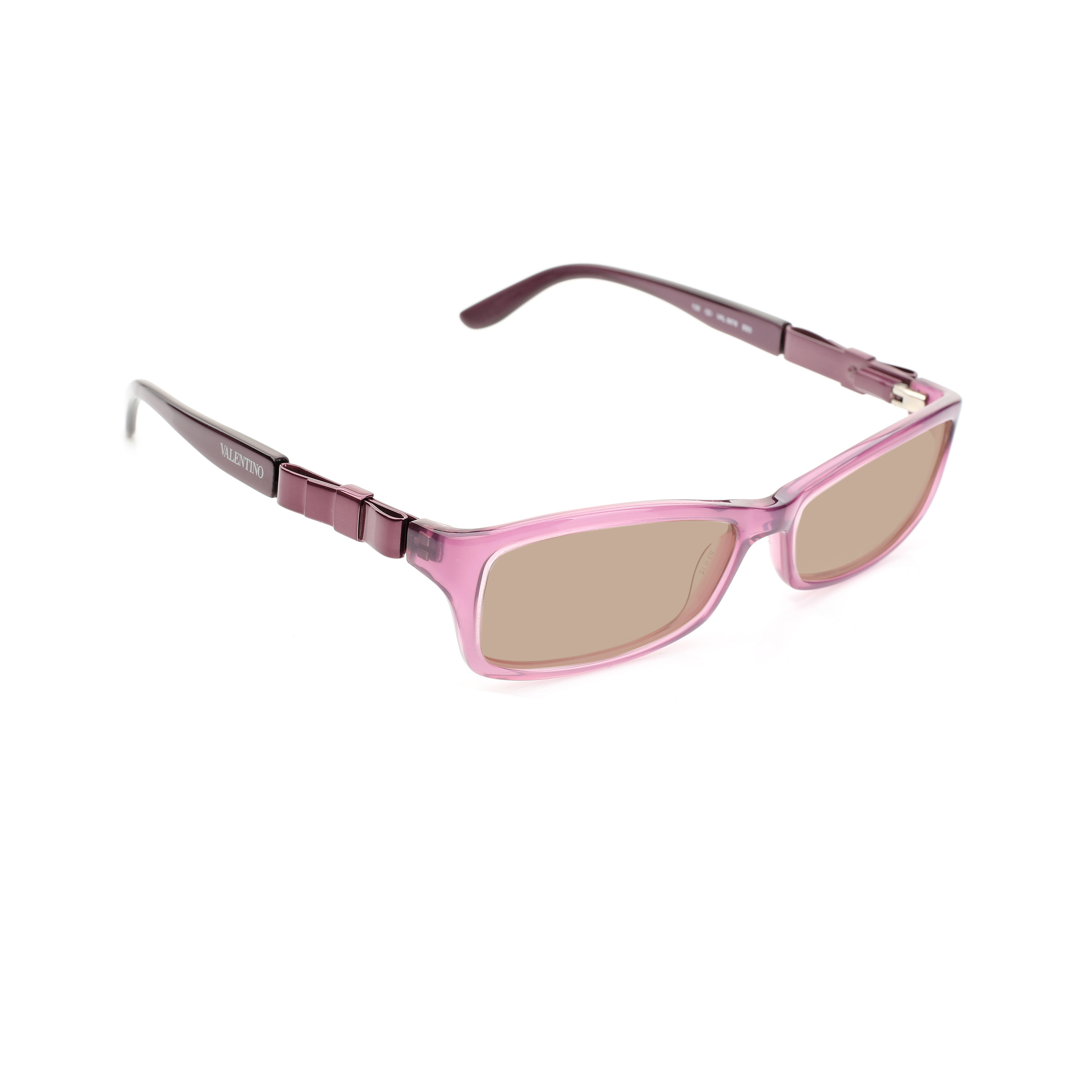 VALENTINO-VAL5678 (3) Valentino '00s Purple Bow Plastic Sunglasses with Brown Lenses - Image 1