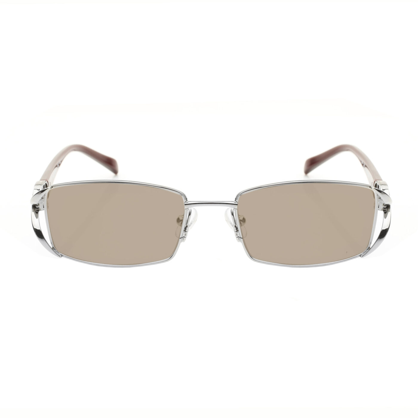 Valentino '90s Signature Brown Metal Rectangular Sunglasses with Brown Lenses - Image 2