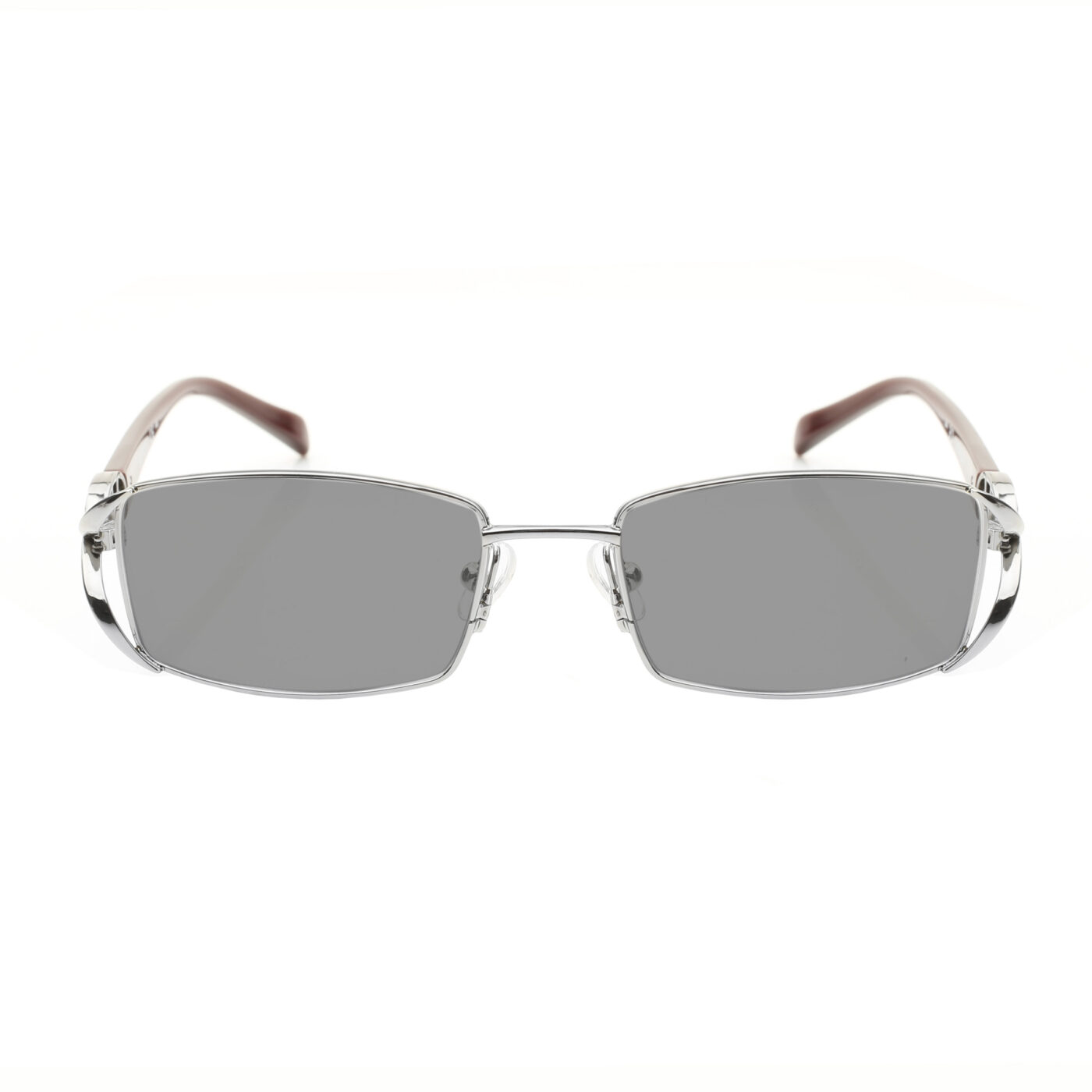 Valentino '90s Signature Brown Metal Rectangular Sunglasses with Black Lenses - Image 2