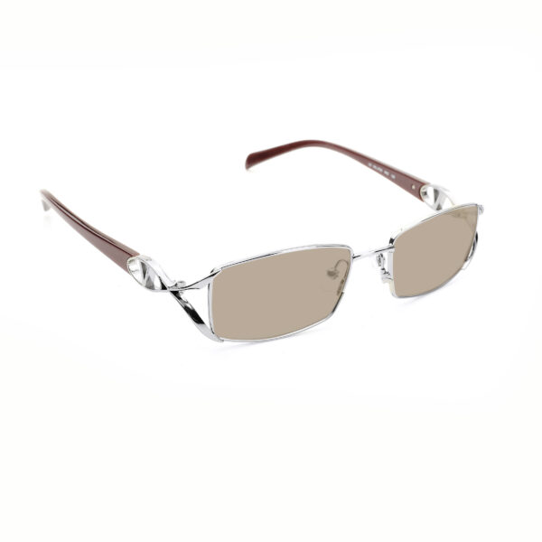 Valentino '90s Signature Brown Metal Rectangular Sunglasses with Brown Lenses