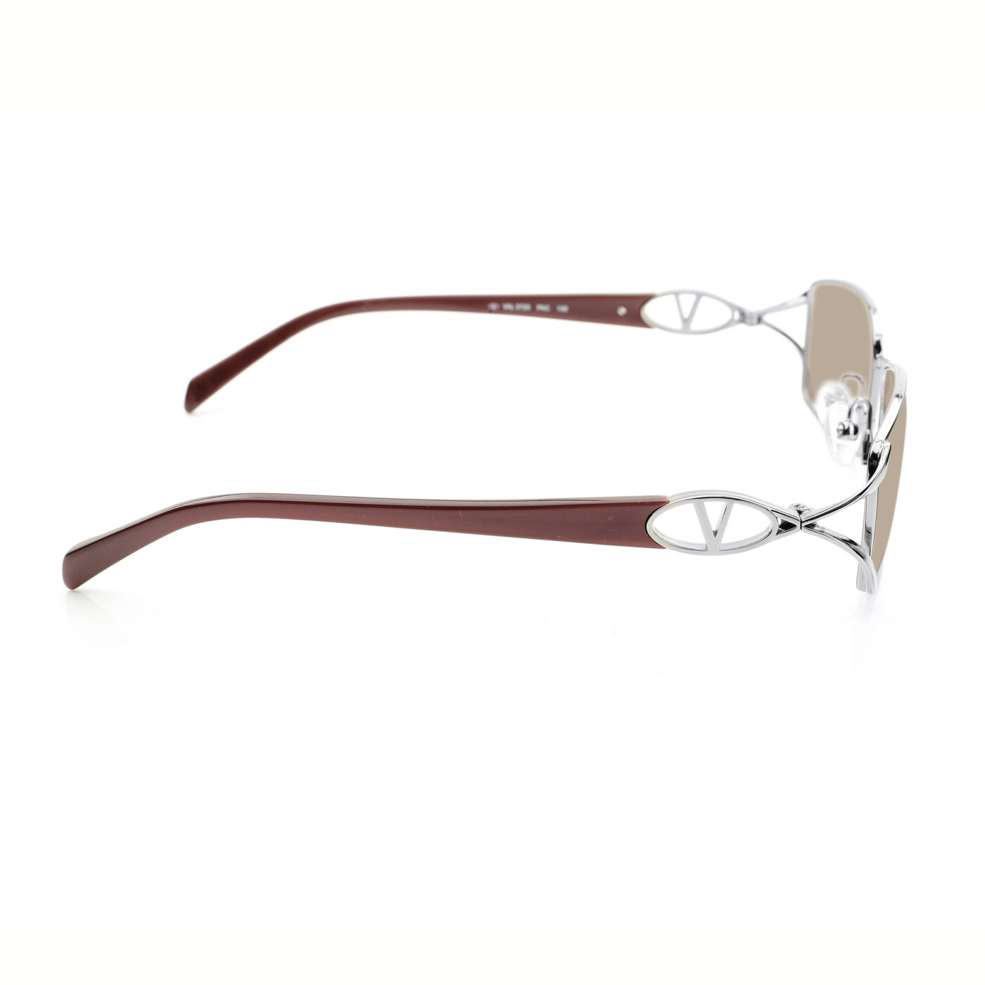 Valentino '90s Signature Brown Metal Rectangular Sunglasses with Brown Lenses - Image 3