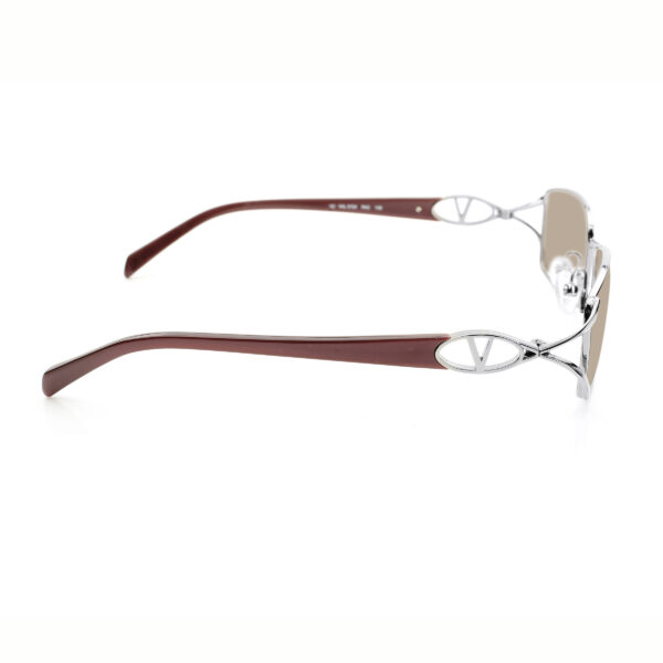 Valentino '90s Signature Brown Metal Rectangular Sunglasses with Brown Lenses - Image 3