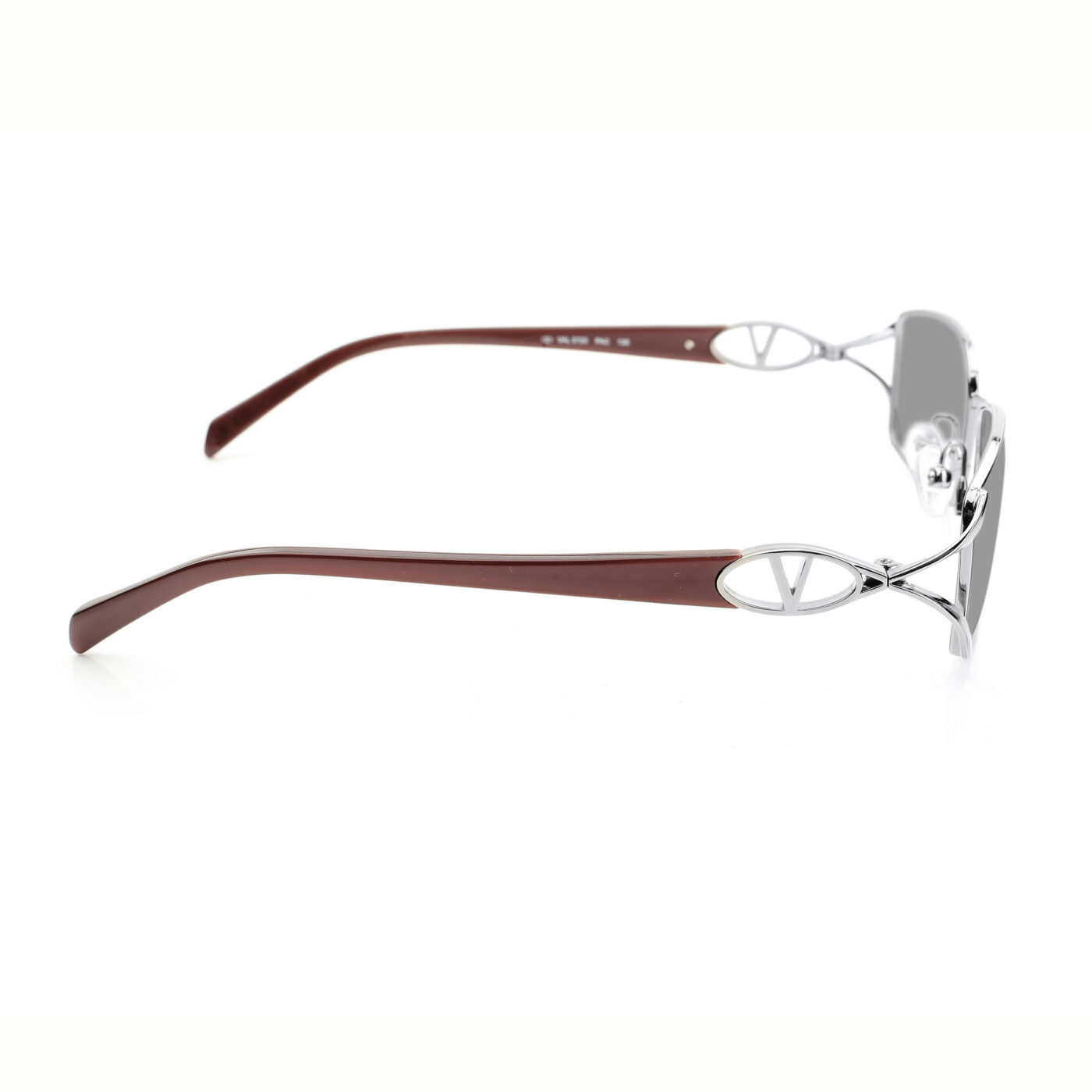 Valentino '90s Signature Brown Metal Rectangular Sunglasses with Black Lenses - Image 3