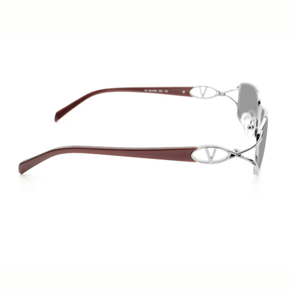 Valentino '90s Signature Brown Metal Rectangular Sunglasses with Black Lenses - Image 3