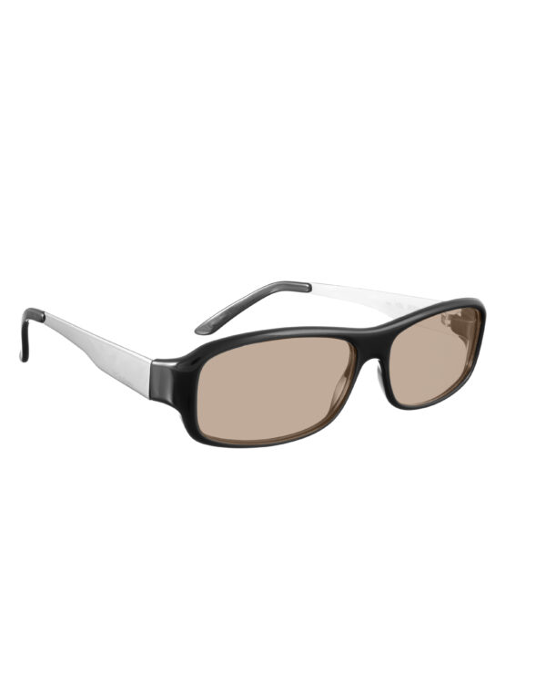 Yves Saint Laurent 00s Black and Silver Rectangular Sunglasses with Brown Lenses