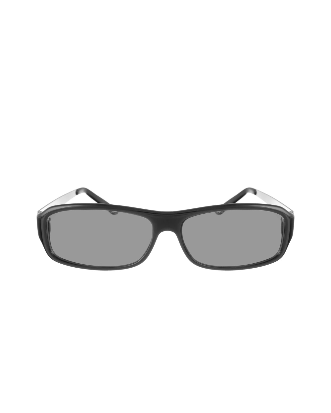 Yves Saint Laurent 00s Black and Silver Rectangular Sunglasses with Black Lenses - Image 2