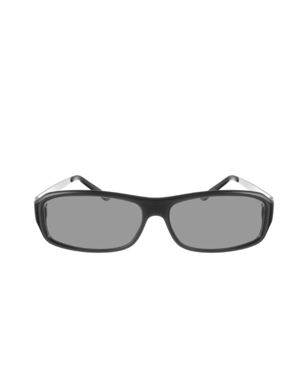 Yves Saint Laurent 00s Black and Silver Rectangular Sunglasses with Black Lenses - Image 2