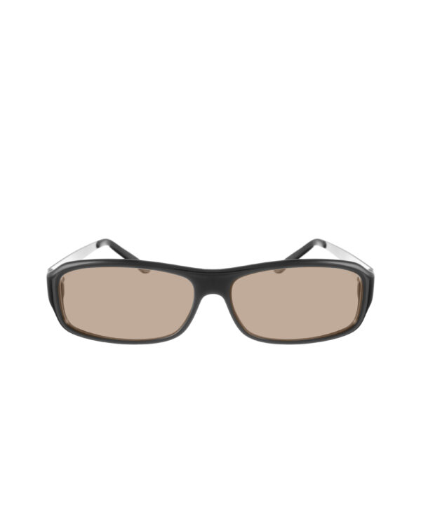 Yves Saint Laurent 00s Black and Silver Rectangular Sunglasses with Brown Lenses - Image 2