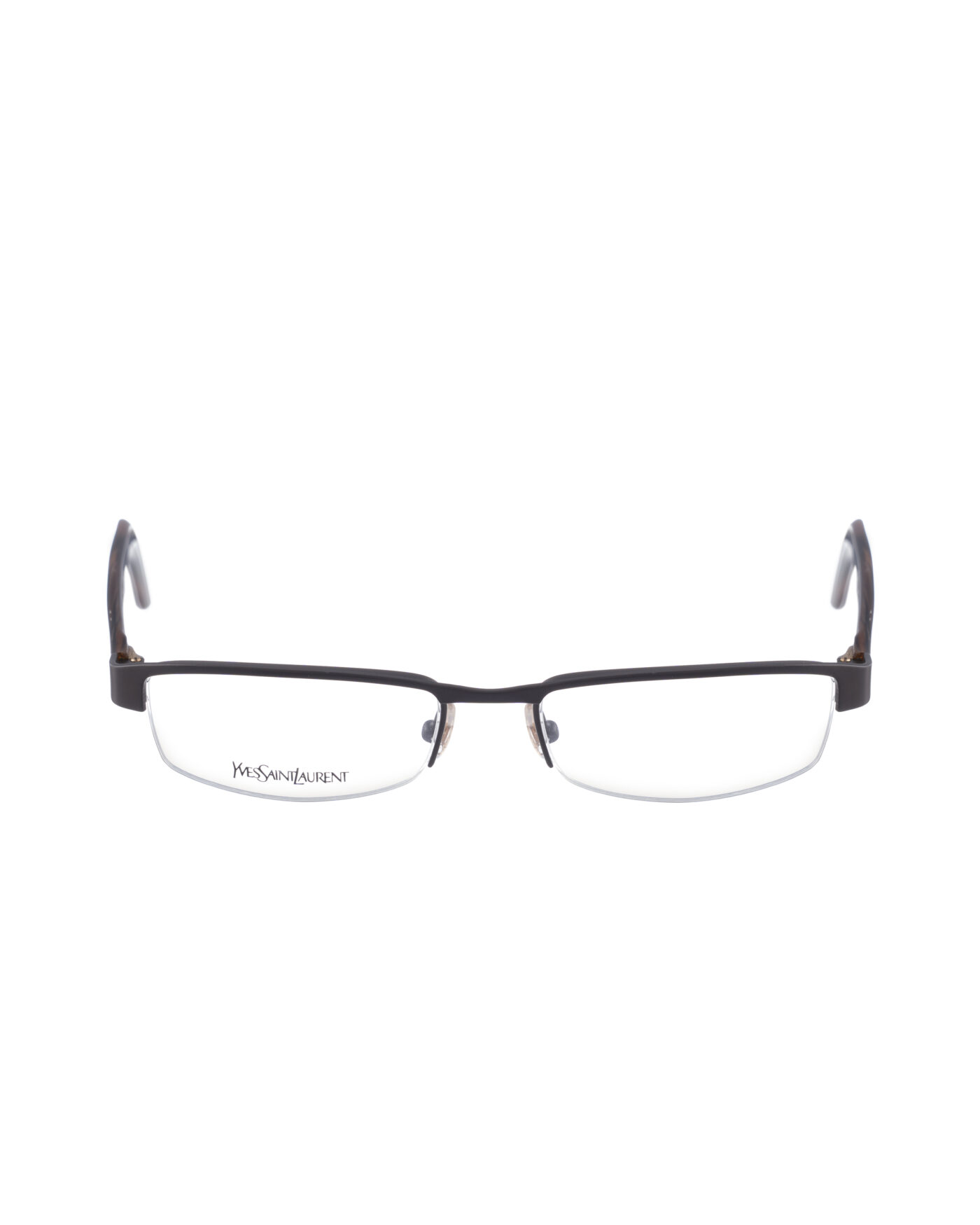 Yves Saint Laurent 00s Half Rim Deep Chocolate Glasses - Image 3