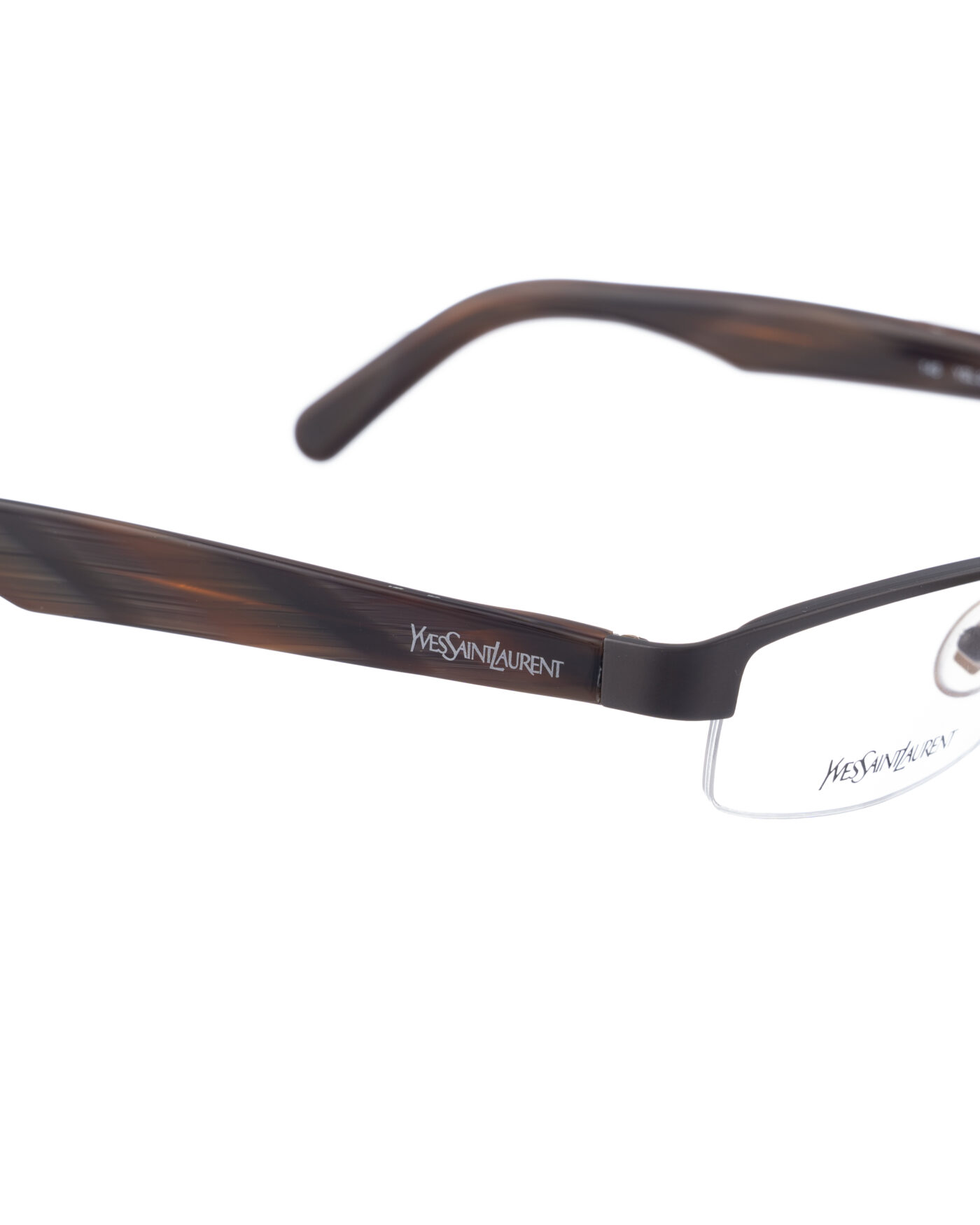 Yves Saint Laurent 00s Half Rim Deep Chocolate Glasses - Image 2