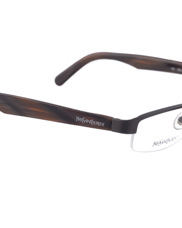 Yves Saint Laurent 00s Half Rim Deep Chocolate Glasses - Image 2