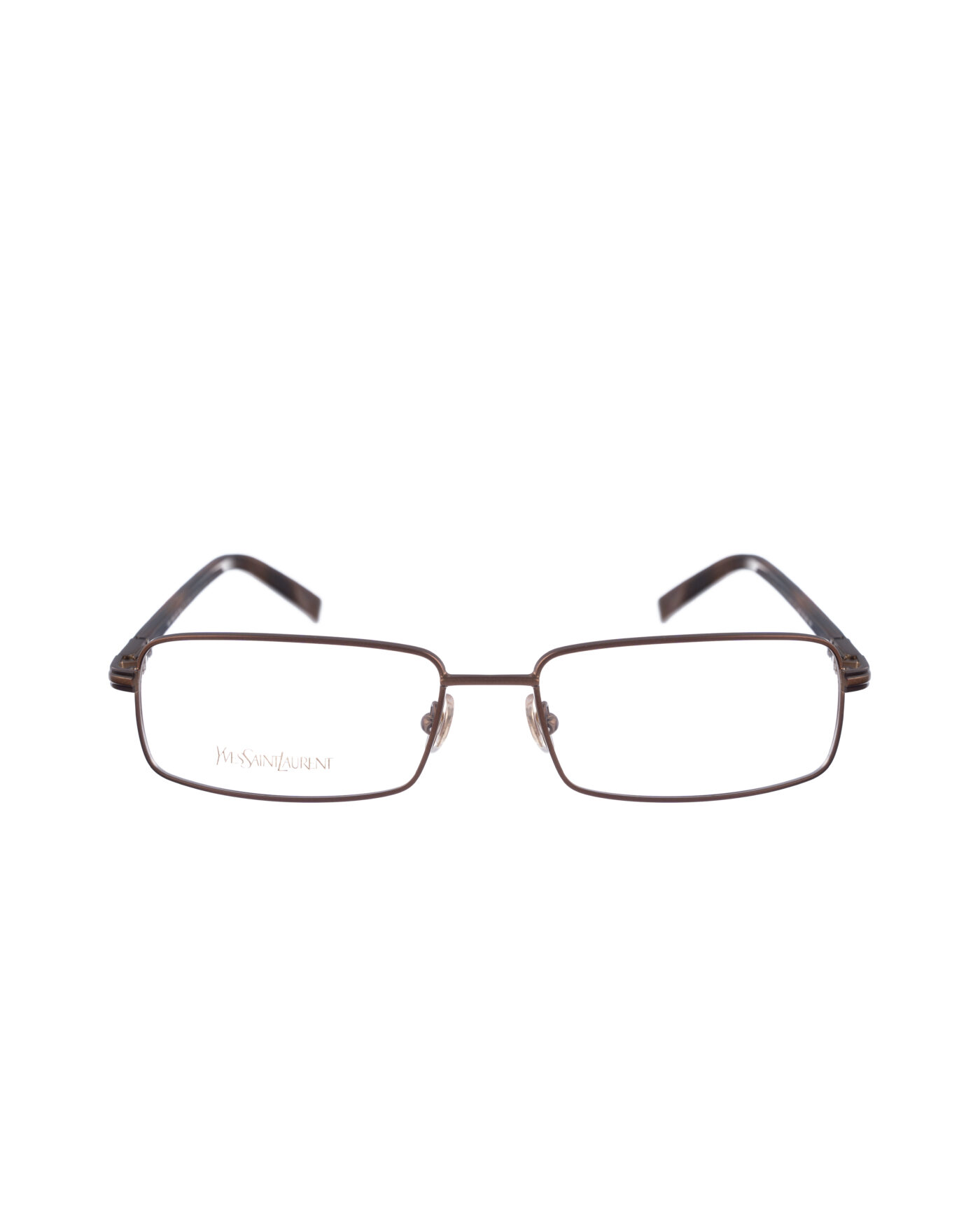 Yves Saint Laurent 90s Brown Metallic Rectangular Glasses - Image 3