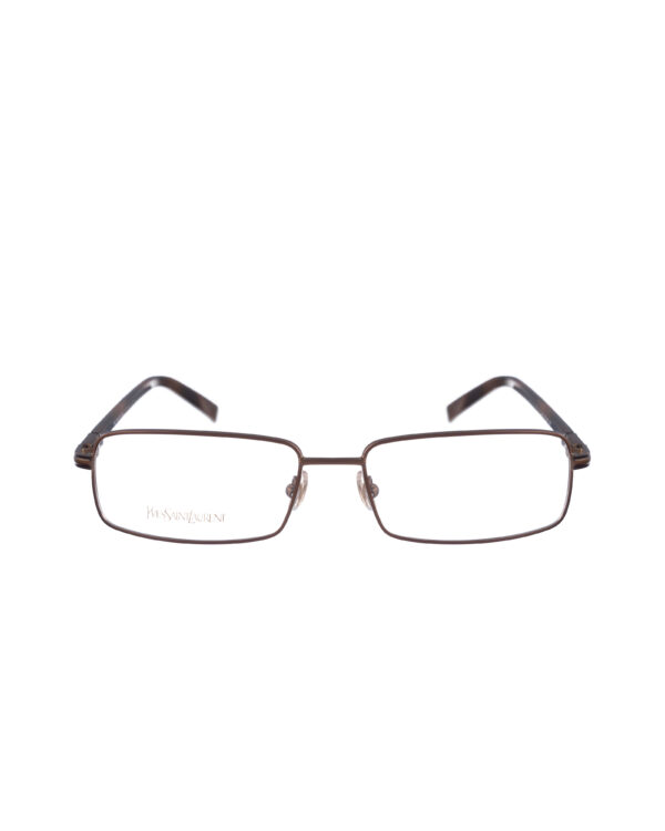 Yves Saint Laurent 90s Brown Metallic Rectangular Glasses - Image 3