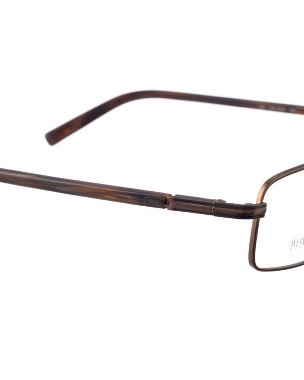 Yves Saint Laurent 90s Brown Metallic Rectangular Glasses - Image 2