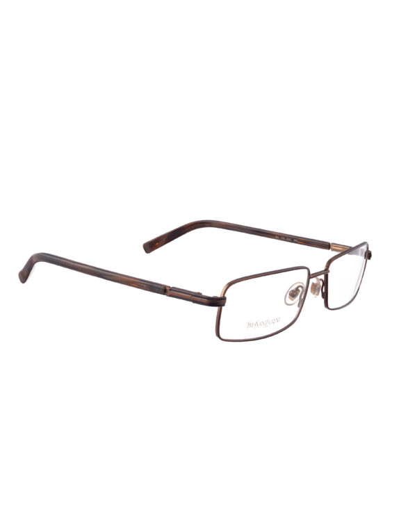 Yves Saint Laurent 90s Brown Metallic Rectangular Glasses