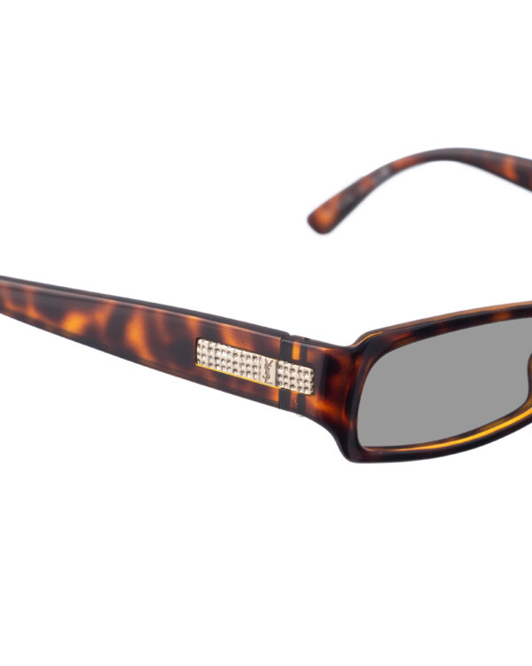Yves Saint Laurent 00s Dark Havana Sunglasses with Silver Logo with Black Lenses - Image 3