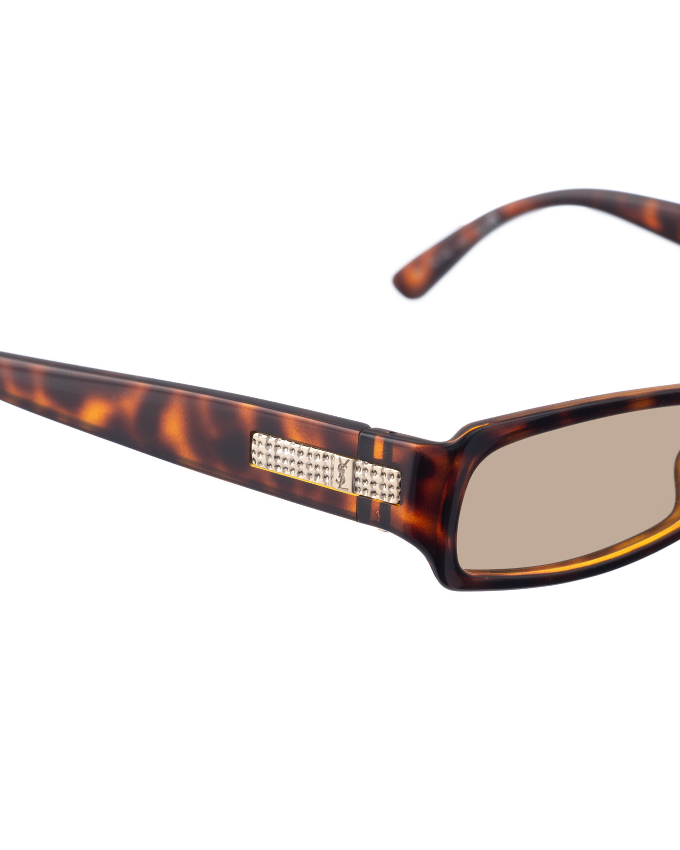 Yves Saint Laurent 00s Dark Havana Sunglasses with Silver Logo with Brown Lenses - Image 3