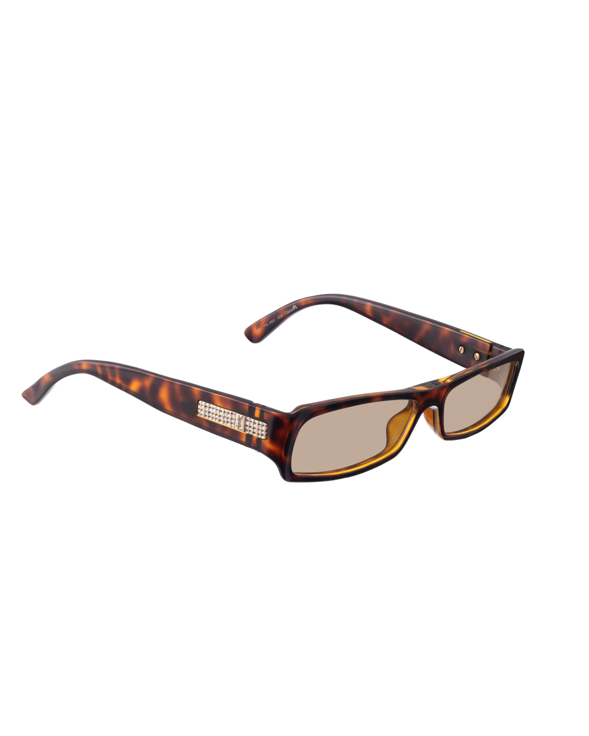 YSL 6102 AQF-2-5 Yves Saint Laurent 00s Dark Havana Sunglasses with Silver Logo with Brown Lenses - Image 1
