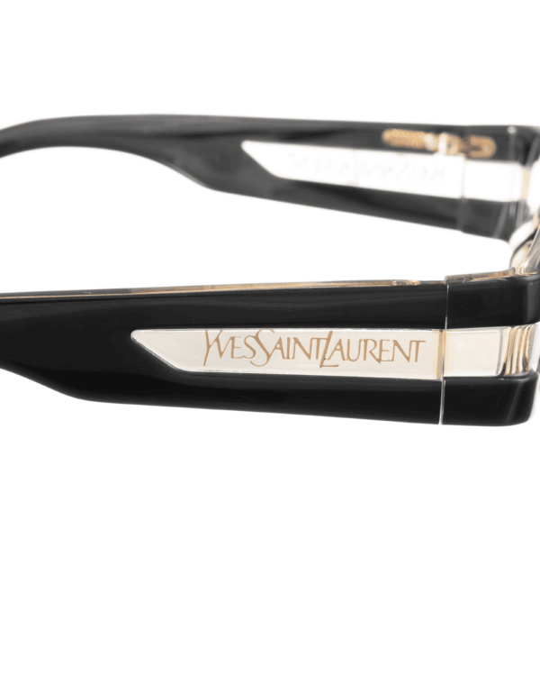 Yves Saint Laurent 00s Black Sunglasses with Transparent Elements with Brown Lenses - Image 3