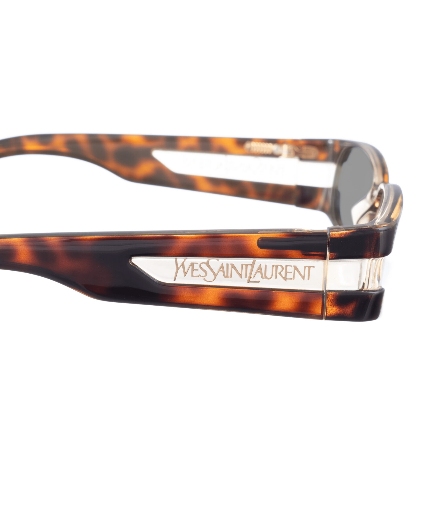 Yves Saint Laurent 00s Brown Havana and Clear Sunglasses with Black Lenses - Image 3