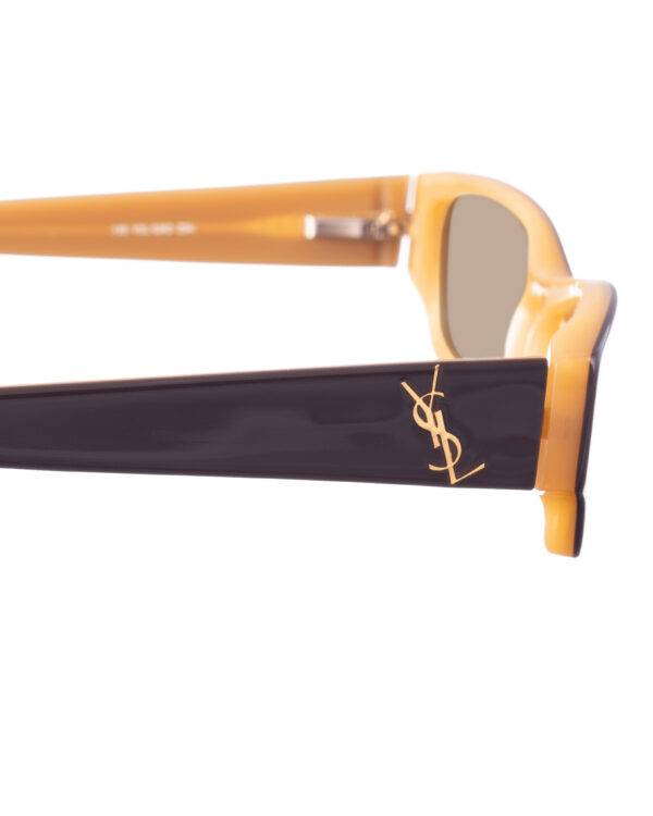 YvesSaintLaurent 00s Beige and Black Sunglasses with Gold Logo with Brown Lenses - Image 3