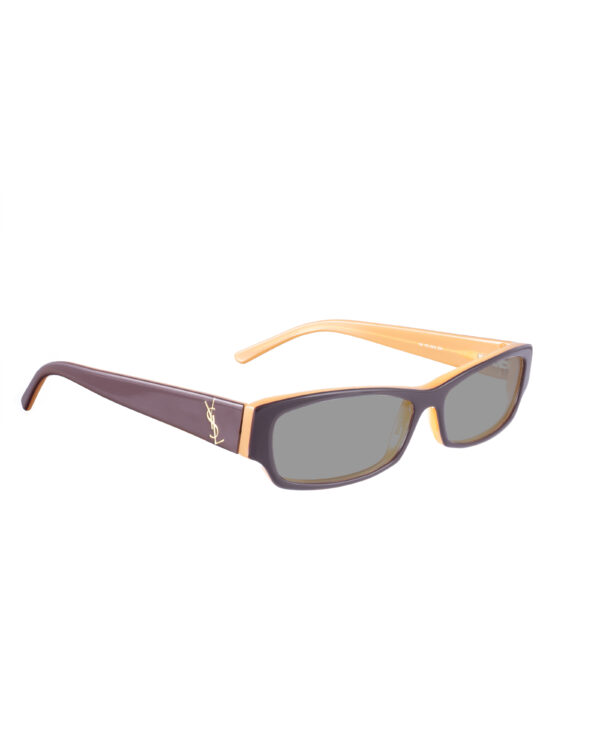Yves Saint Laurent 00s Beige and Black Sunglasses with Gold Logo with Black Lenses