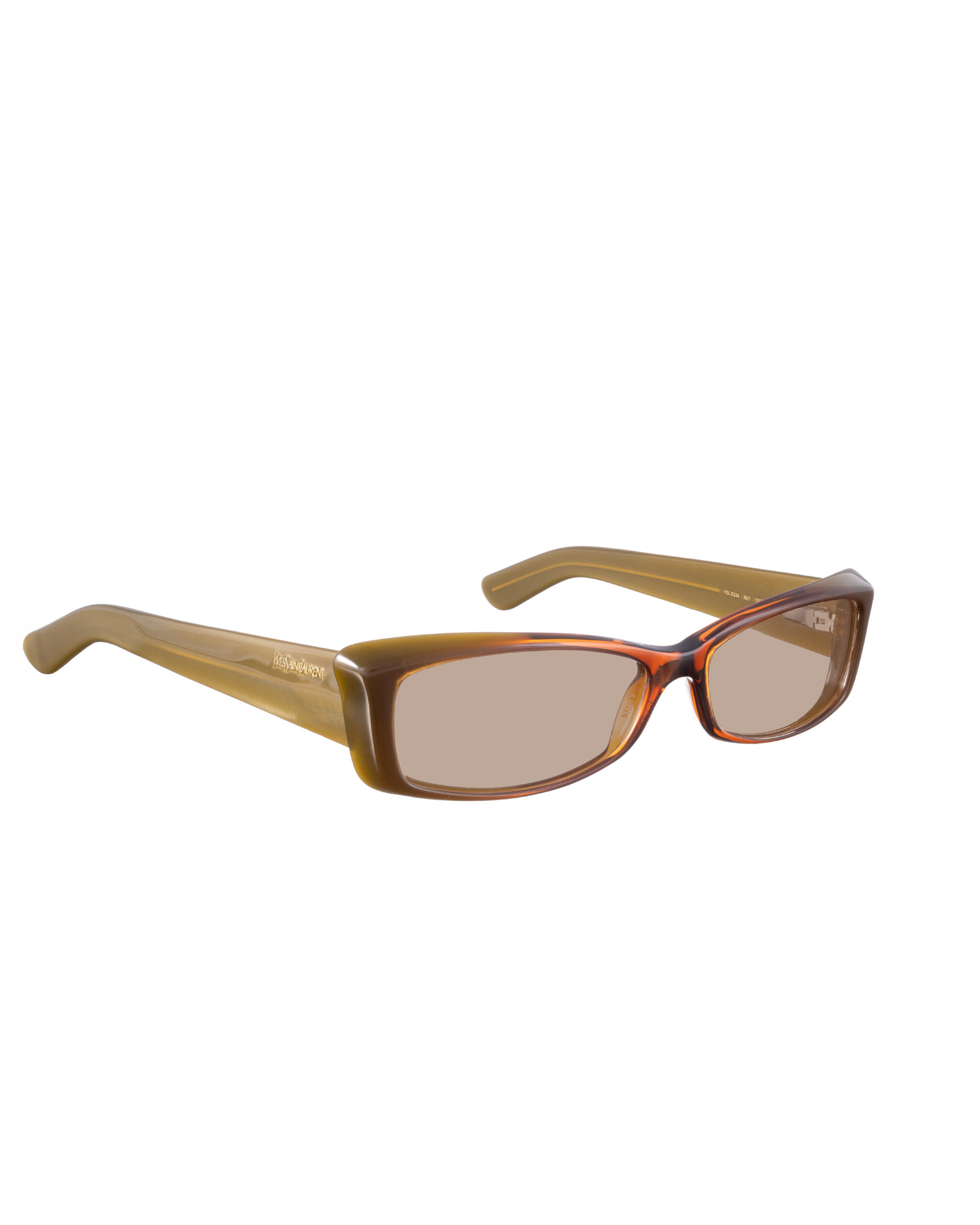 YSL 6334 AV7-2 -5 Yves Saint Laurent 00s Brown Plastic Transparent Sunglasses with Brown Lenses - Image 1