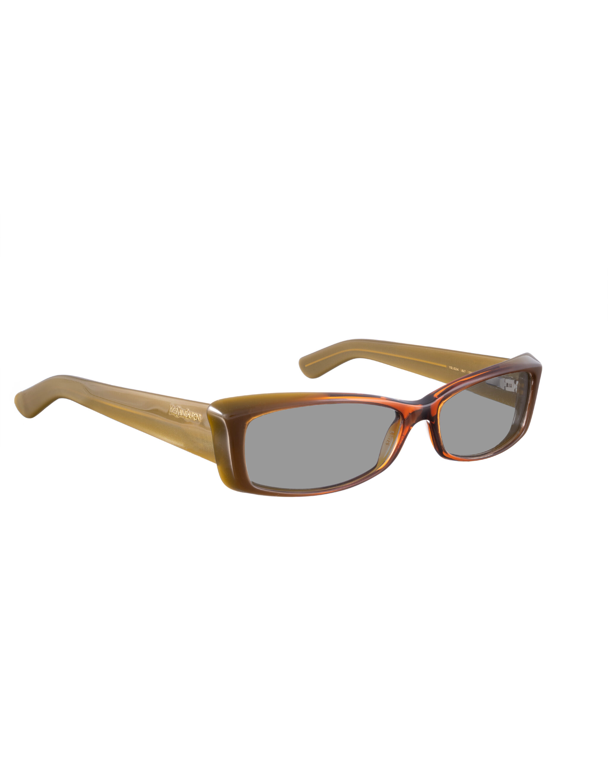 YSL 6334 AV7-2 -6 Yves Saint Laurent 00s Brown Plastic Transparent Sunglasses with Black Lenses - Image 1