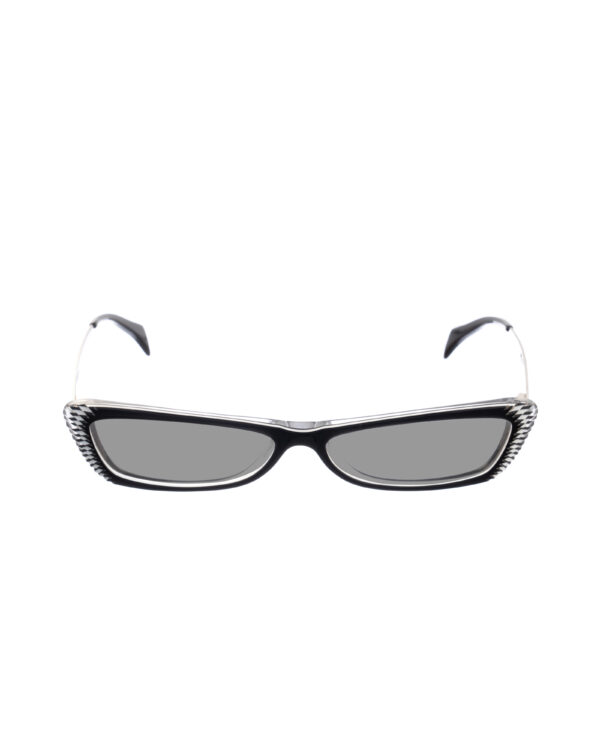 Alexander McQueen '90s Black & White Cat-Eye Sunglasses with Black Lenses
